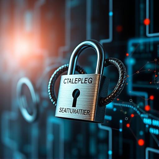 Imagen abstracta de candados y datos entrelazados, simbolizando la seguridad de la información.